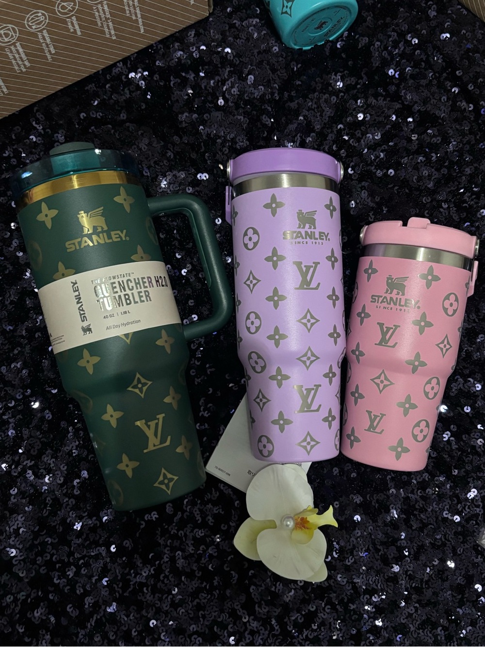 Stanley Green, Lavender & Pink Monogram Insulated Tumbler Set